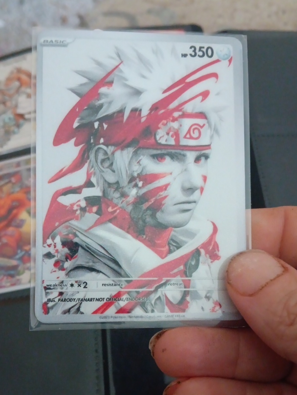 Kakashi-Inspired Art Card — Red & White Accent